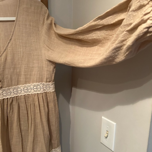 Opia Yasmin Boho lace prairie hand dyed linen mini dress - Picture 2 of 5